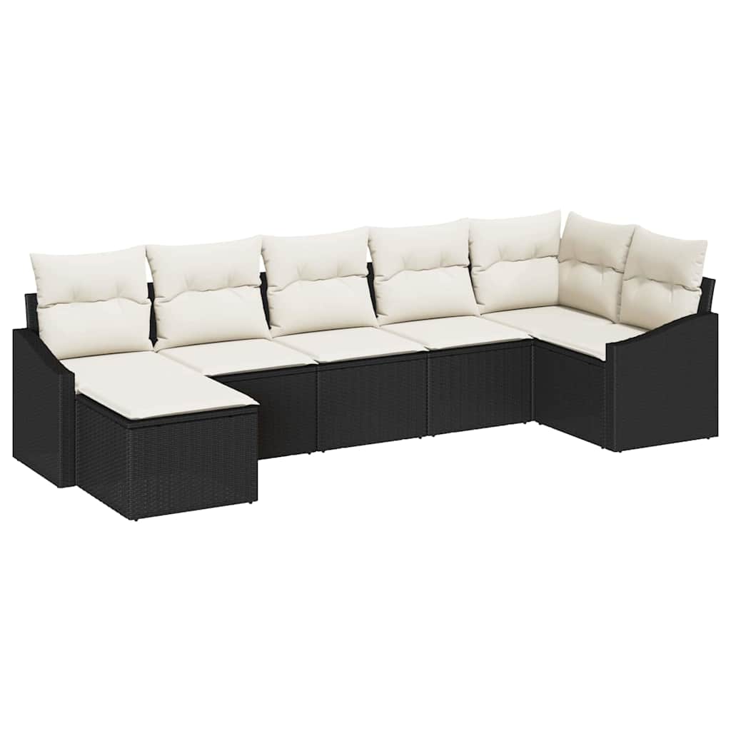 Garten Essgruppe mit Kissen 7 pcs Schwarz und Creme